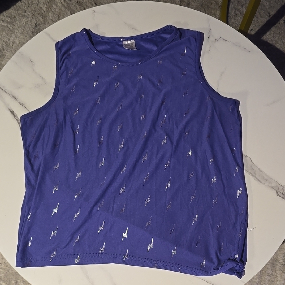 Deep Purple Tank Top with Lightning Bolt Pattern and Sleeveless Design